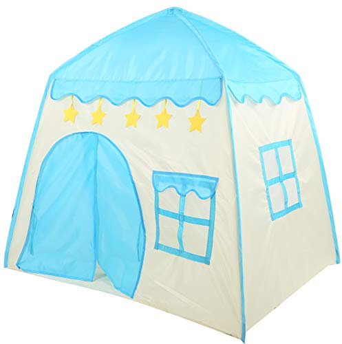 Blue Princess Castle Tent Playhouse for Children, Oxford Fabric Teepee with Window, Safe and, Easy Installation, Enhances Creativity and Imagination, Private Space with Storage