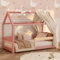 smartwood Montessori Hausbett 90x200 - Rosa - für Kinder - Kinderbett mit Lattenrost & Verstellbarer Rausfallschutz - Milo Bett aus Massivkiefernholz für Jungen & Mädchen - Belastbar bis 230 kg
