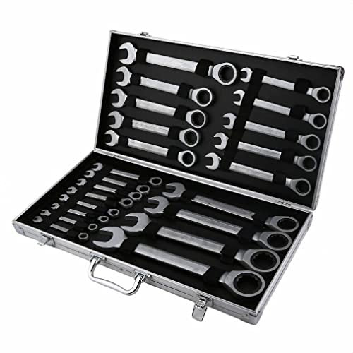Qussse Ratschenschlüssel Set 22-tlg, 8-32 mm Ring Maul Ratsche Schlüssel Gelenk Ringmaul Ratschenschlüssel Satz