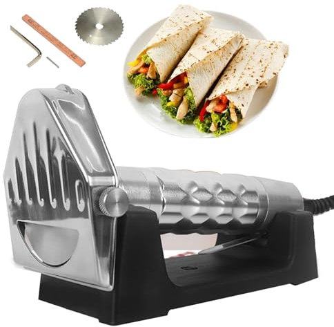 Electric Shawarma Knife, 80W Commercial Kebab Slicer Comes with two blades and whetstone,0-8mm Adjustable Thickness Electric Gyro Meat Cutter For Cutting Turkish Kebab Lamb Turkey