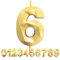 Geburtstagskerzen Zahlen 6, 5cm 3D Gold Geburtstagskerzen, Kerzen Geburtstag, Zahlenförmige Kerze, Tortendeko Geburtstag für Geburtstag Party, Hochzeiten, Jubiläen, Birthday Candle Nummer 6