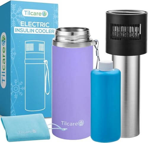 Enfriador eléctrico de insulina con cargador USB y biogel, horas ilimitadas, estuche de medicamentos para viajes, capacidad para 6 bolígrafos, enfriador de medicamentos aprobado por la TSA, lavanda