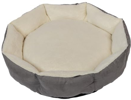 Danish Design Essentials Gestepptes Hundebett, Größe M, 62 x 60 x 16 cm, gewelltes Haustierbett mit Fellfutter, maschinenwaschbar
