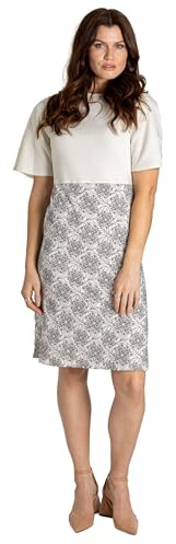 Enorsia Womens Midi Dress with Abstract Floral Pattern, Flared Sleeves, Pleated Skirt with Elegant Jersey Design - Perfect for Parties & Casual Outings