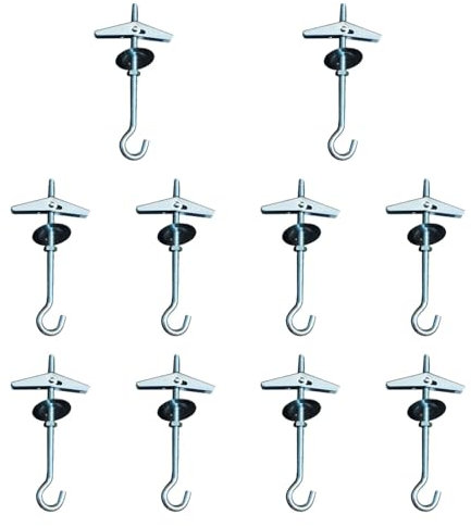 MagiDeal Lot de 10 crochets de plafond en plaques de plâtre M5 x 9 cm, crochets à ressort pour lampes suspendues, fixation murale pour dalles préfabriquées,