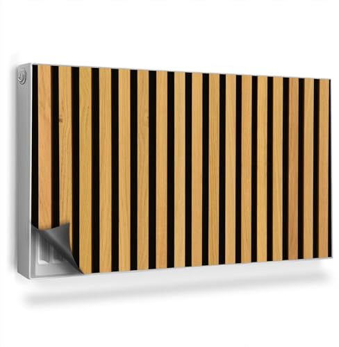 Heizkörperabdeckung 110x60 cm Heizung Schutz Hitzebeständing Einfache Installation Magnetmatte für Heizkörper Magnetisch Magnetbefestigung - Modische Lattenroste, Holzsprossenstruktur