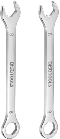 QUARKZMAN 2 Stück dünn Kombischlüssel 8mm Offset Maulschlüssel | 6-Punkt-Endbox und 15° abgewinkelter offener End-Mini 30Cr13 Edelstahl Metrischer Schraubenschlüssel für Reparaturen