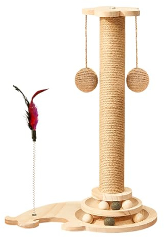4-in-1 Mehrzweck-Katzenpuzzle, interaktives Katzenspielzeug, Spielturm mit geistiger Stimulation, körperlichem Training und Krallenpflege für junge Katzen