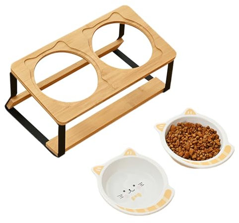 Platos altos para comida para gatos | Plato alto para comida felina - Plato de doble inclinación para mascotas en apartamentos Bowl Cat High Double Ceramic Base Ba