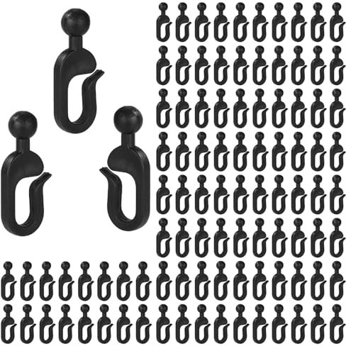 Lyreh 100pz Ganci per Zanzariere, Ganci Invisibili Binari Tende in Plastica per Tenda da Gazebo Zanzariera Tenda da Esterno Hotel (Nero)
