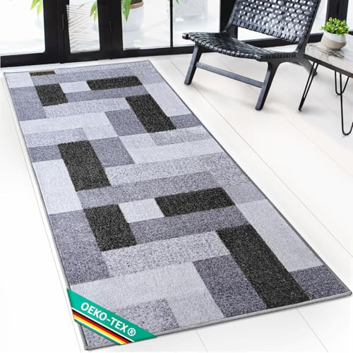 Floordirekt Teppich Läufer New York - Teppichläufer auf Maß - Meterware, Flurteppich, Küchenläufer, Teppich für Küche, Flur & Wohnzimmer Anthrazit (80 x 300 cm)