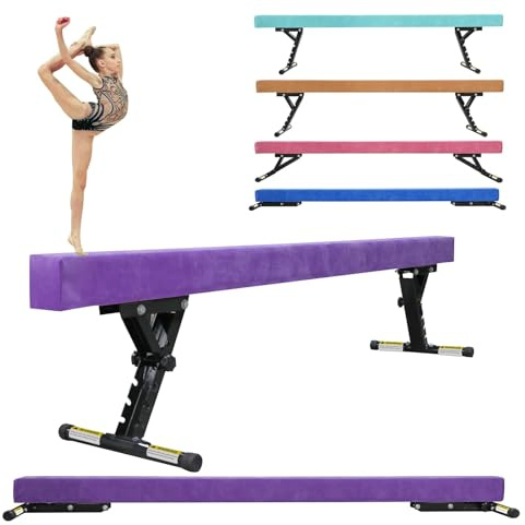 SportBob 8ft Kids Adjustable Gymnastics Balance Beam, 5‑Height Settings | High & Low Floor Balance Beam, Children Girls Training Equipment, Home Gym Use, for All Gymnastic Levels, Easy Assembly