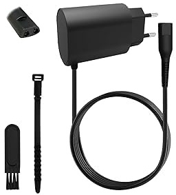 12V 0.4A Ladekabel für Braun Rasierer Series 9 8 7 6 5 3 1 und Epilator Silk-Epil 9 5 7, Netzteil Ersatz für Braun 190s 790CC 3020S 5040S 760CC Ladegerät Elektrorasierer 1M mit Reinigungsbürste