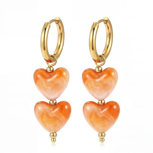 Bunte Herz Hängeohrringe Für Frauen Goldene Creolen Huggie Boho Leichte Ohrringe Mode Schmuck Geschenk Für Sie