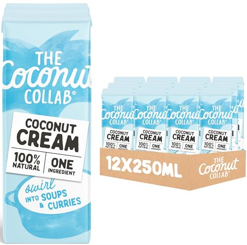 The Coconut Collab 100% Natural Single Ingredient Coconut Cream, 12 x 250ml | Single Origin, Ready to Use, Coconut Milk, For Cooking, Baking & Sauces, No Additives, Vegan, Dairy Free, Sustainably Sourced