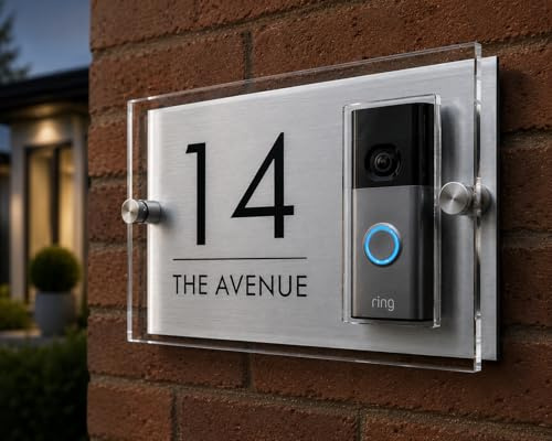 Ring Doorbell Battery (new generation) House number plaque (Silver, Right)