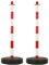 Perel Set avec poteaux de balisage en PVC, avec pied à lester, chaîne non incluse, délimitation temporaire, pour événements, espaces publics, rouge/blanc, 2 pièces