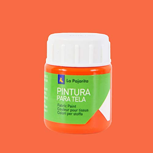 Pintura para Tela T-14 Anaranjado 25ML La Pajarita, Pintura de aplicación directa sobre tela