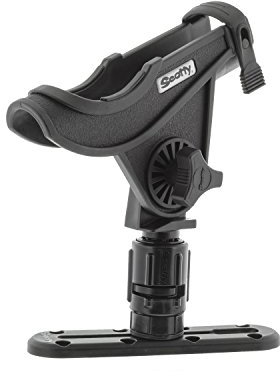 Scotty #282-BK Baitcaster Rutenhalter mit Getriebe und Schiene (schwarz)