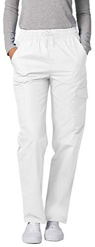 Adar Universal Scrubs for Women - Tapered Cargo Scrub Pants - 506 - White - M