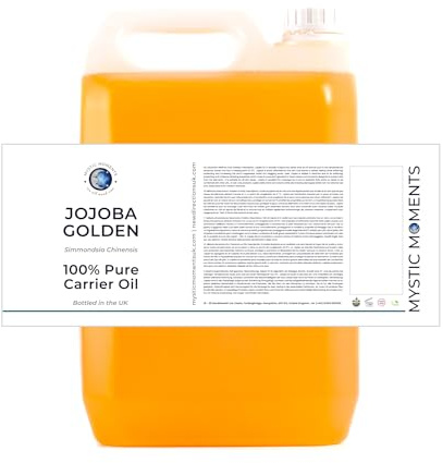 Mystic Moments | Jojoba Goldener Trägeröl 5 Liter - reines & natürliches Öl perfekt für Haare, Gesicht, Nägel, Aromatherapie, Massage und Ölverdünnung veganer GVO -frei