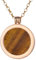 Morella Damen Halskette Gold 70 cm Edelstahl und Anhänger mit Edelstein Tigerauge Coin 33 mm Chakren Scheibe in Schmuckbeutel