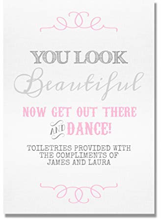 Personalised Grey and Pink Ladies Toiletry Wedding Bathroom Basket Sign (GP5)