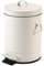 Bathroom Bin with Lid, Small White Wastebasket For Home Bedroom With Lid, Round, Soft Close, Retro Vintage Garbage Metal Bin For Office, 5 Liter / 1.3 Gallon, Cream White