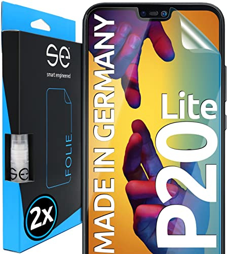 2x se® 3D SCHUTZFOLIE Transparent für Huawei P20 Lite,Selbstheilend, 100% Fingerabdruck & FaceID kompatibel, einfache blasenfreie Installation, Ultra-Klar, Stoß-Kratzfest, aus Deutschland