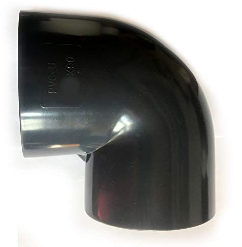 Adrenalin-Fishing Raccordo a gomito in PVC-U, 50 mm, angolo di 90°, classe di pressione PN 10 = 10 bar secondo DIN 8063, con 2 manicotti adesivi per laghetti da giardino e laghetti