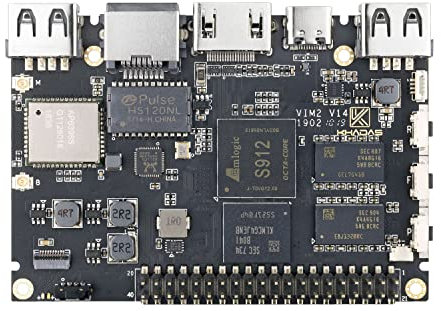 Khadas VIM2 Max Amlogic S912 Single Board Computer, 1.5GHz 64-bit Octa-Core CPU, T820MP3 GPU,2x2 MIMO 802.11ac WiFi, Gigabit LAN and a USB-C 2.0 port,a programmable MCU, and Khadas TST (DDR4 3+64GB)