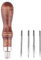 BuyWeek Leder Nähahle, 4 In 1 Holzgriff Leder Nähen Ahle DIY Lederhandwerk Leder Locher Werkzeug Leder Nähnadeln