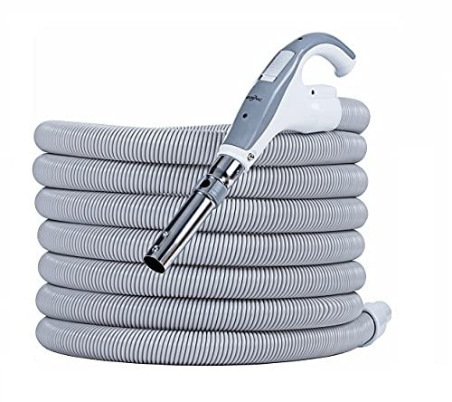 HouseVac – Tuyau universel d’aspiration 9 m pour aspirateur central | Interrupteur On/Off | Molette de réglage de puissance | Poignée rotative ergonomique