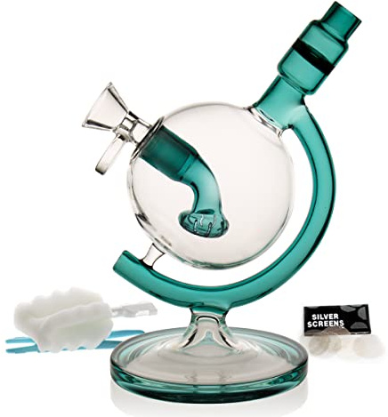 Bong en verre avec percolateur et Honeycomb - Ensemble avec capuche, tuyau, tuyau à eau, grand hookah avec accessoires, bol de 14,4 mm (Bong-A)