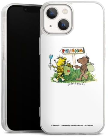 Slim Case kompatibel mit Apple iPhone 13 Mini Silikon Handyhülle transparent Hülle extra dünn Kinder Janosch Tigerente