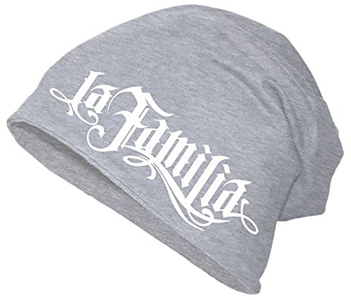 Männer Herren Long Beanie La Familia Logo Rap Biker Hardcore Ultras Criminal