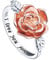 Valentine's Day Gifts S925 Sterling Silver Rose Flower Rings I Love You Forever Jewelry Bands Ring for Women Teen Girls (T 1/2)