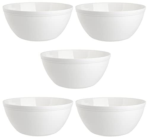 Engelland 5er Set Schalen Müslischalen Dessertschalen Salatschale Suppenschale Reisschale Bowl in Farbe weiß aus Kunststoff BPA-frei groß 900 ml