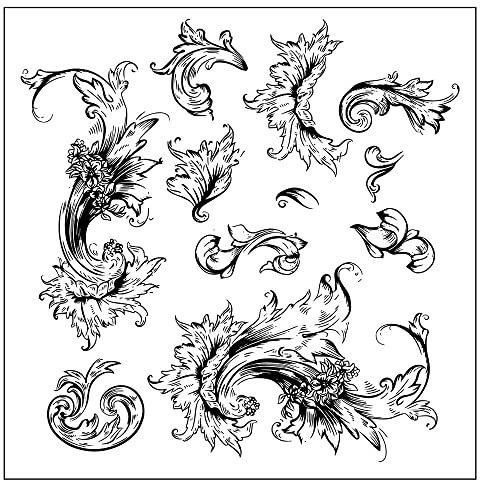 GIVBRO Transparente Vintage-Blumen-Aufkleber, Schablone, Siegel, klassischer Barock-Stil, Scrapbooking, DIY-Prägeschablonen (#A)