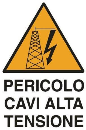 NEW CARTELLO SEGNALETICO - Pericolo cavi alta tensione mod 2 - Adesivo Extra Resistente, Pannello in Forex, Pannello In Alluminio (PANNELLO IN ALLUMINIO 30X42 CM)