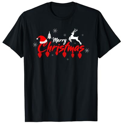 Rentier Weihnachtsmann Hut Zapfen Merry Christmas T-Shirt