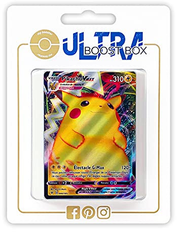 Pikachu VMAX 44/185 Full Art - Ultraboost X Epée et Bouclier 4 Voltage Éclatant - Box mit 10 französisch Pokémon-Karten