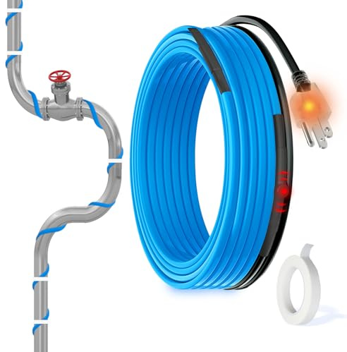 MAXKOSKO 6 Ft. 120 V Heating Cable for Pipe Freeze Protection, Self-Regulating Heat Tape for Water Pipes for Metal and Plastic Pipes, Energy-Saving Heat Trace Cable Keeps Water Flowing at -40 °F