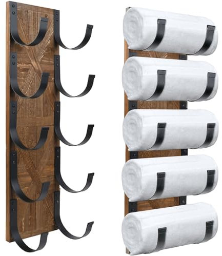 Autumn Alley Rustikaler Bauernhaus-Handtuchhalter für gerollte Handtücher – Atemberaubende Scheunenholz-Bauernhaus-Badezimmer-Dekoration für die Wand – fachmännisch eingelegtes Holz mit mattschwarzer