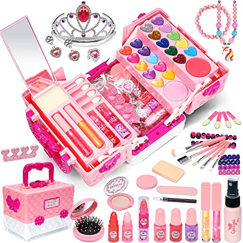 Kinder-Make-up-Sets für Mädchen – waschbares Make-up-Starter-Set, echtes Make-up, Kinderspiele, Spielzeug, kleines Mädchen, Geburtstagsgeschenk-Set für Alter 3 4 5 6 7 8 9 10 11 12 Jahre alt