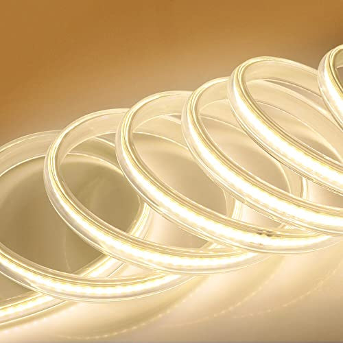 Xunata 230V COB LED Streifen mit Schalter, 360leds/m Superhell Hohe Dichte, Flexibles COB LED Lichtband Strip für Heim DIY Festival Dekoration (Natürliches Weiß, 2M)