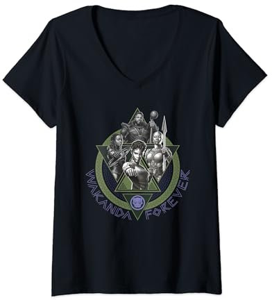 Black Panther Wakanda Forever Group Ring Pose T-Shirt mit V-Ausschnitt