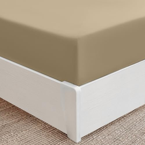 Mellanni Spannbettlaken 140x200cm Boxspringbett - Bis 30cm Matratzenhöhe - Weich, Knitterfrei, Rundum Elastisch - (140x200 cm, Beige)