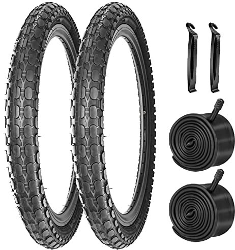 Neumático de bicicleta plegable de 16 pulgadas para niños, neumático de repuesto de 16 x 2.125 pulgadas, apto para bicicleta de carretera para niños (2 neumáticos y 2 tubos)