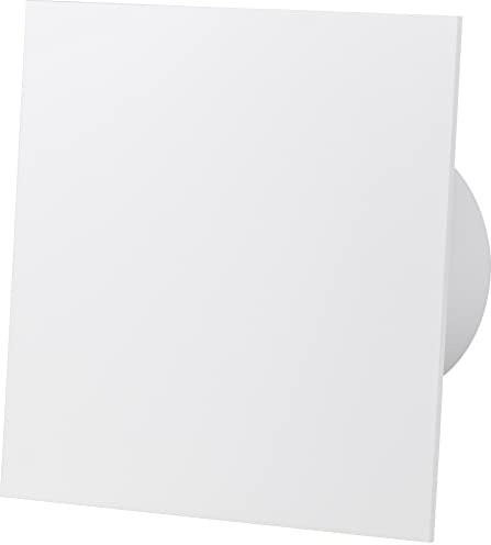 F.H. ANA Design Wandlüfter Deckenlüfter Badlüfter mit Bewegungsmelder + Nachlauf Ø 100 mm - Rückschlagklappe - Dekorative Frontplatte - Kugellager - Leise (Durchmesser: Ø 100 mm, Plexi - Weiß Glanz)